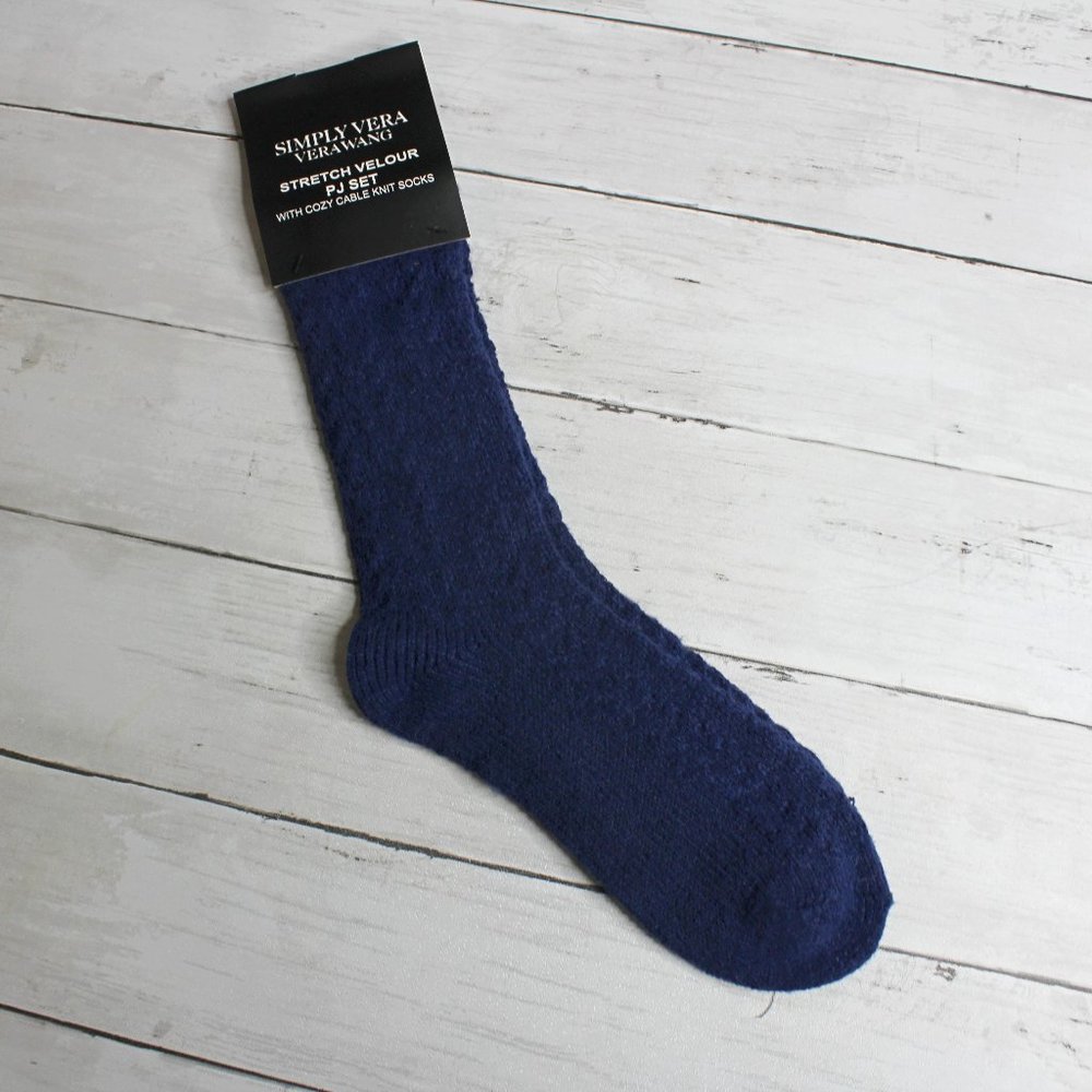 Vera Wang Womens Plush Fuzzy Cozy Socks One Size Navy Blue